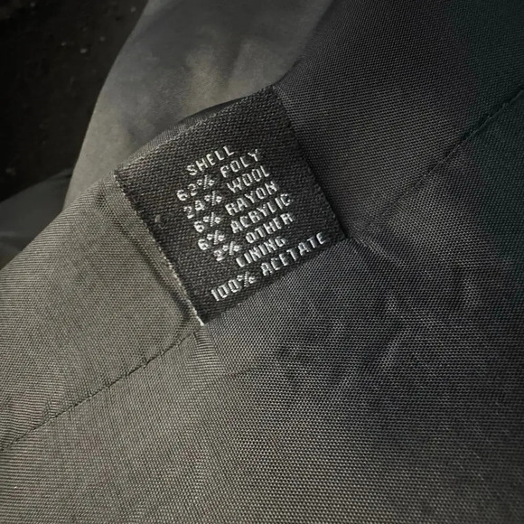 PERRY ELLIS Wool Blend Long Winter Dress Coat Black Tweed Silver Fleck Women's 8 - Picture 11 of 11